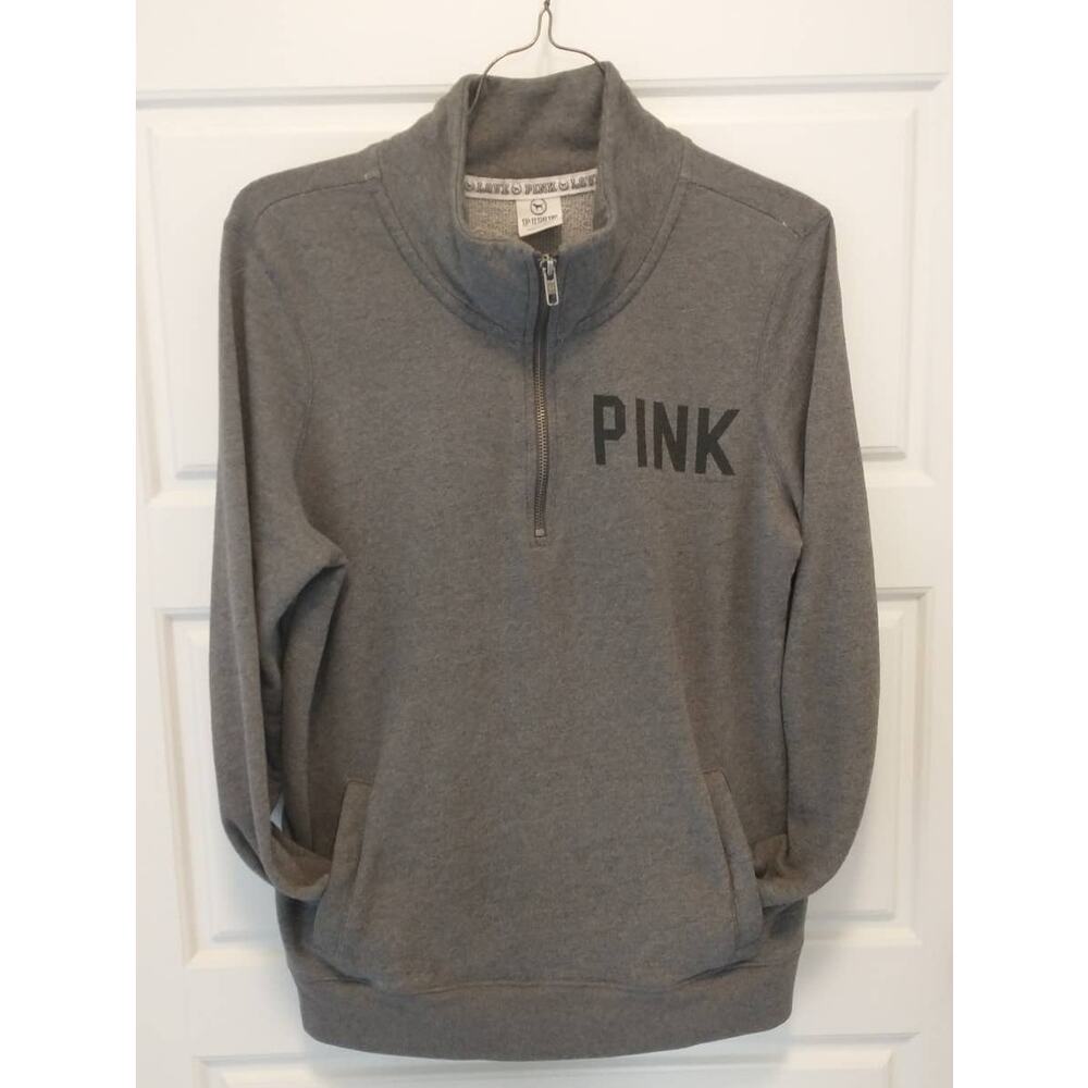 PINK by Victoria's Secret 1/4 Zip Hoodie Sweatshirt. Women's Medium. Gray.